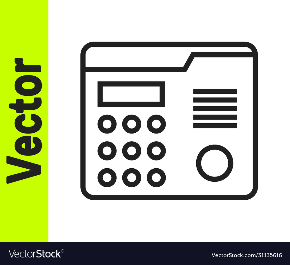 Black line house intercom system icon isolated vector image Black line house intercom system icon isolated
