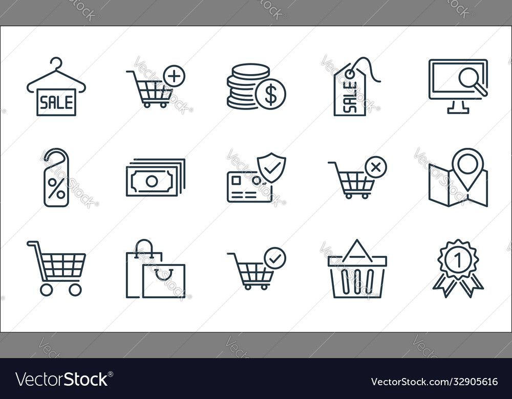 Ecommerce line icons linear set quality vector image Ecommerce line icons linear set quality