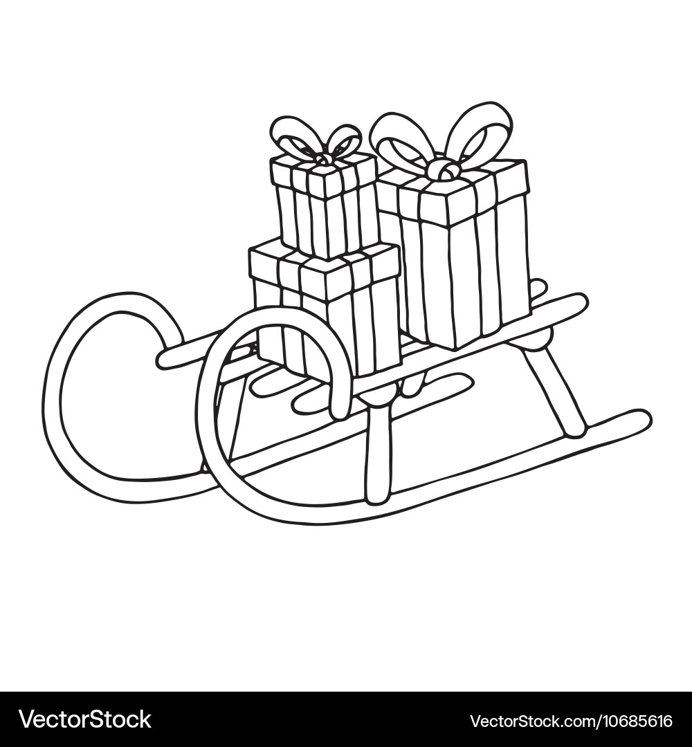 Gift Sled with Boxes Royalty Free Vector Image