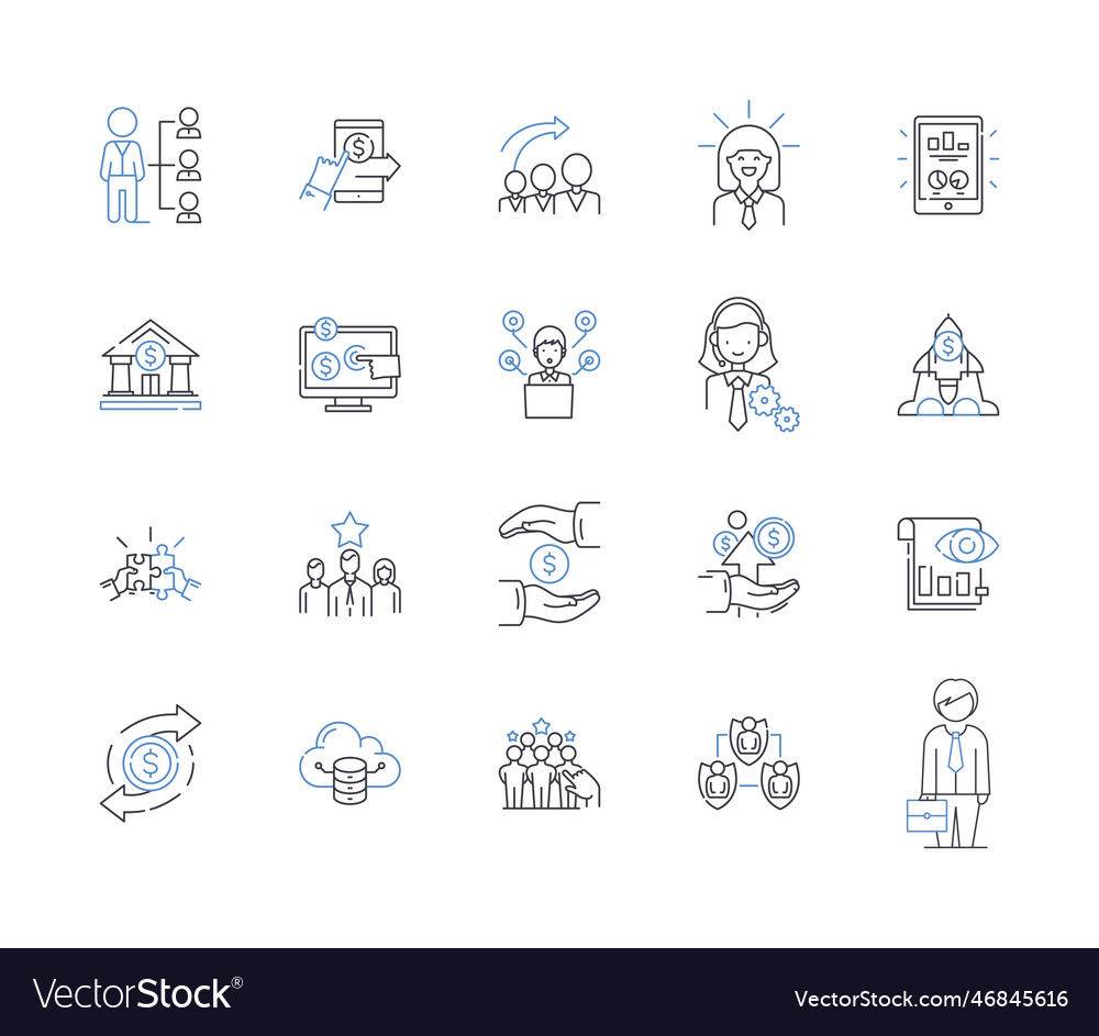 Job output line icons collection deliverables vector image Job output line icons collection deliverables