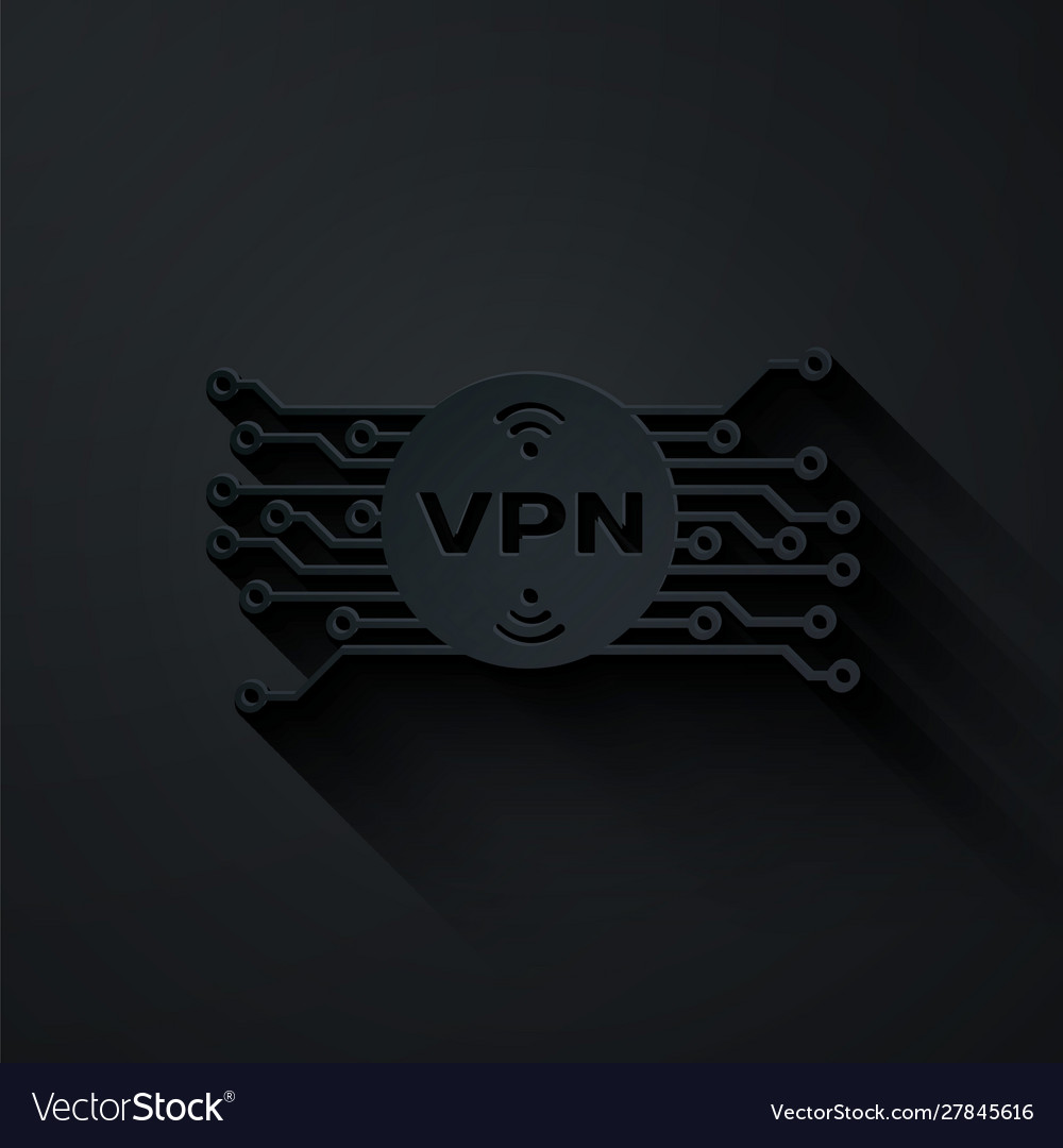 Paper cut vpn in circle with microchip circuit
