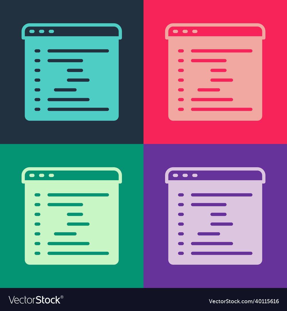 Pop art browser window icon isolated on color