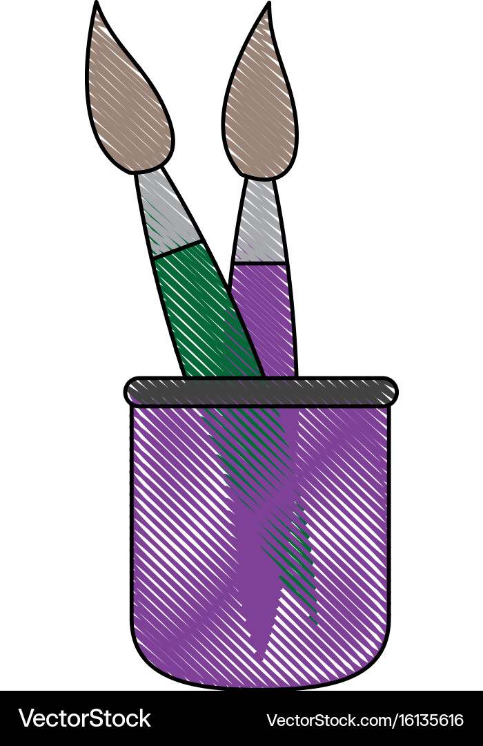 School cup with artistic utensils paint brush Vector Image