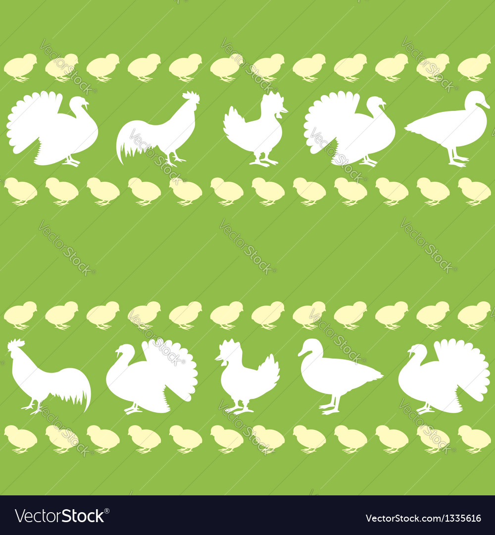 Seamless pattern with farm birds silhouettes