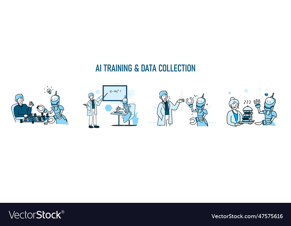 Set of artificial intelligence group of robot ai Vector Image