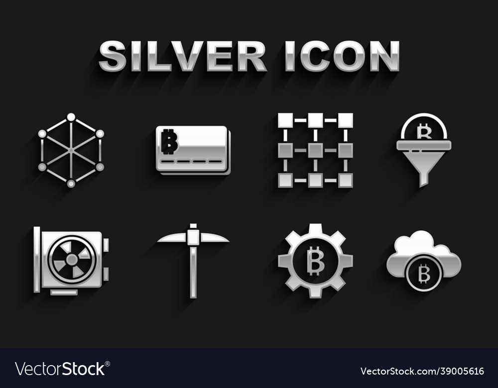 Set pickaxe sales funnel with bitcoin vector image Set pickaxe sales funnel with bitcoin
