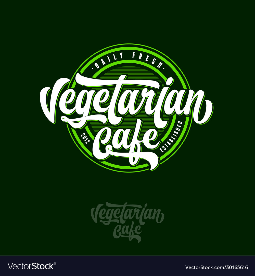 Vegetarian cafe logo calligraphic composition