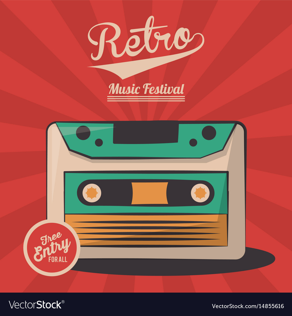 Vintage retro music festival cassette invitation Vector Image