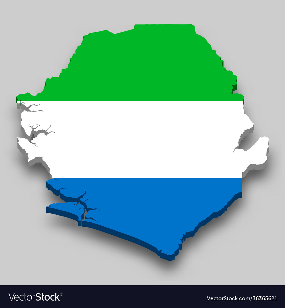 3D Isometric Sierra Leone Karte mit Flagge