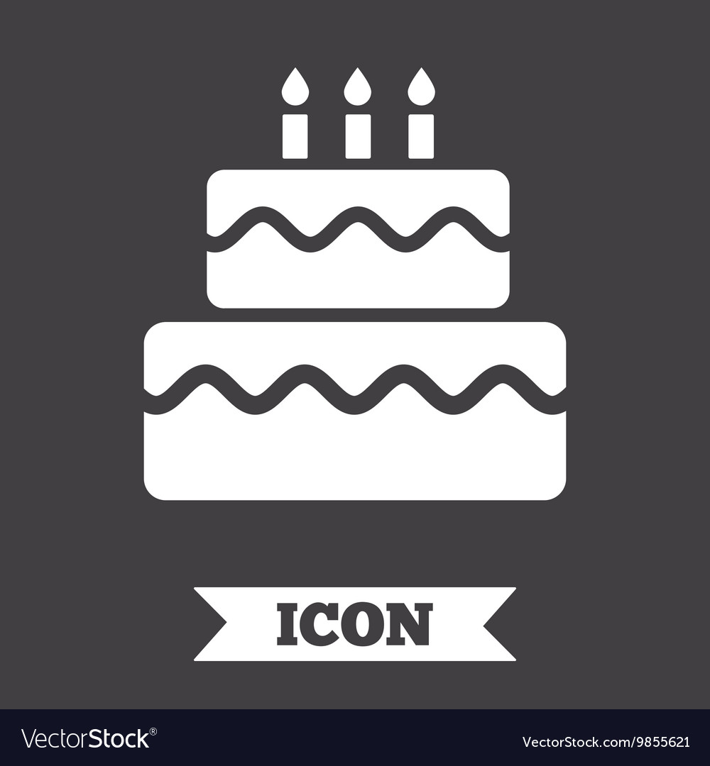 Birthday cake sign icon burning candles symbol