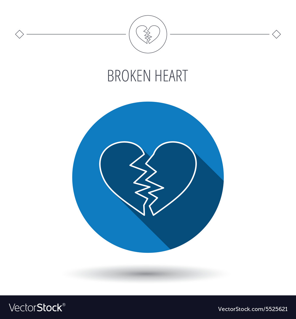 Broken heart icon divorce sign