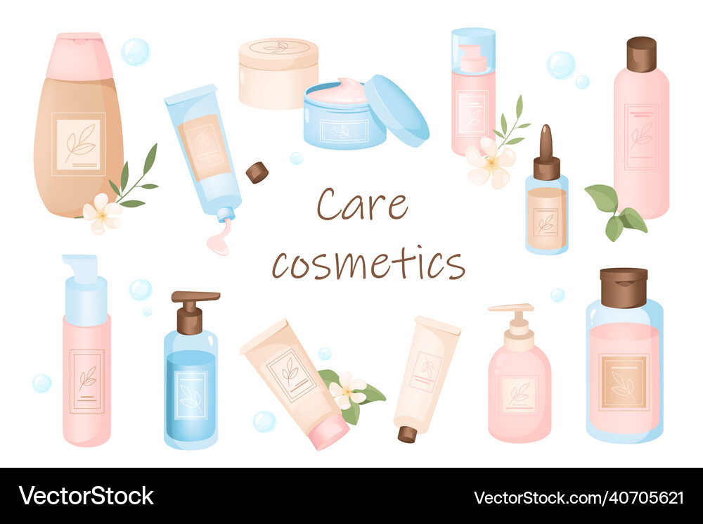 Care cosmetics elements isolated set Royalty Free Vector