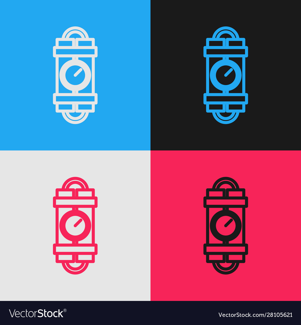 Color line detonate dynamite bomb stick and timer vector image Color line detonate dynamite bomb stick and timer