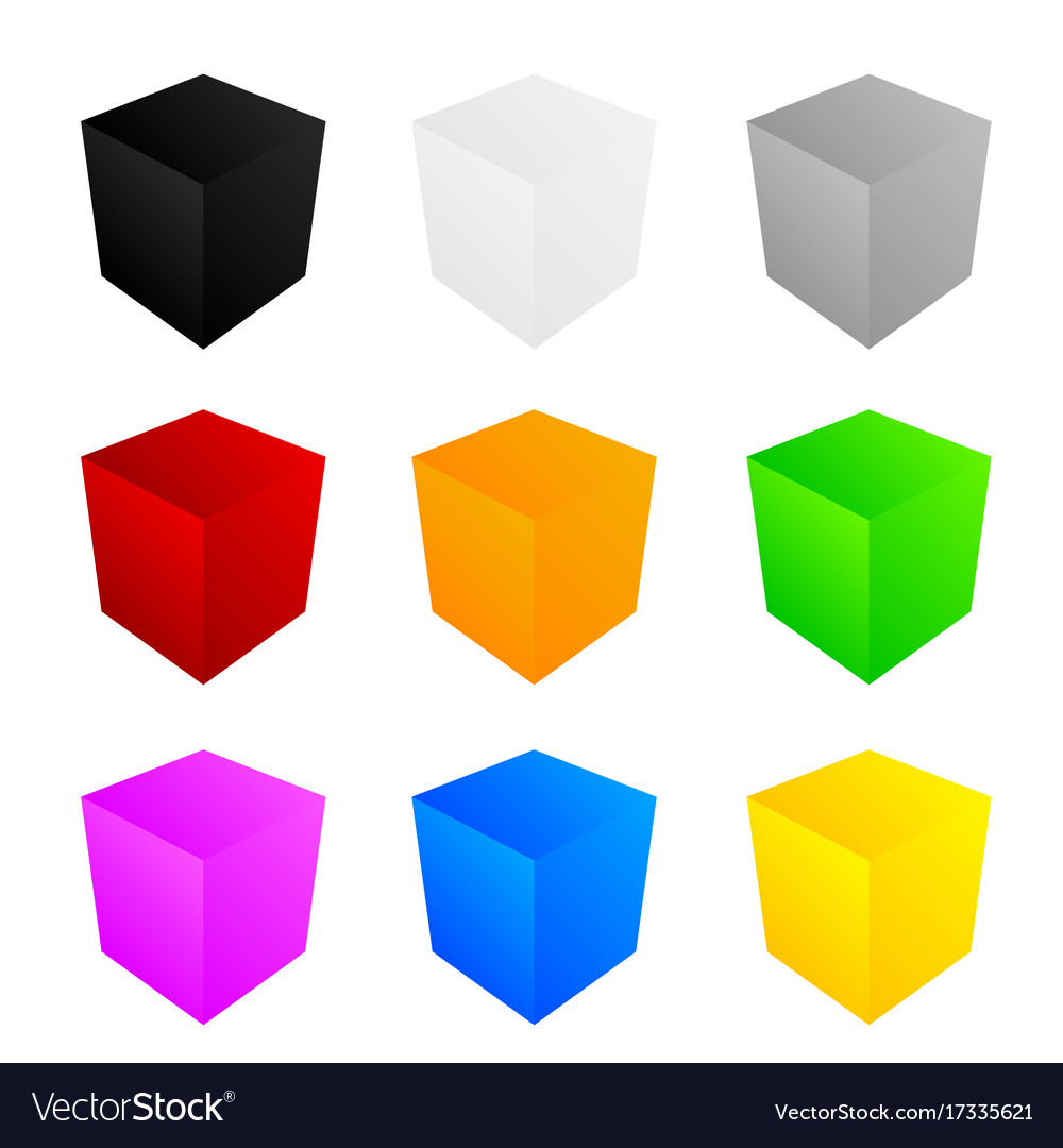 Cube in color set art