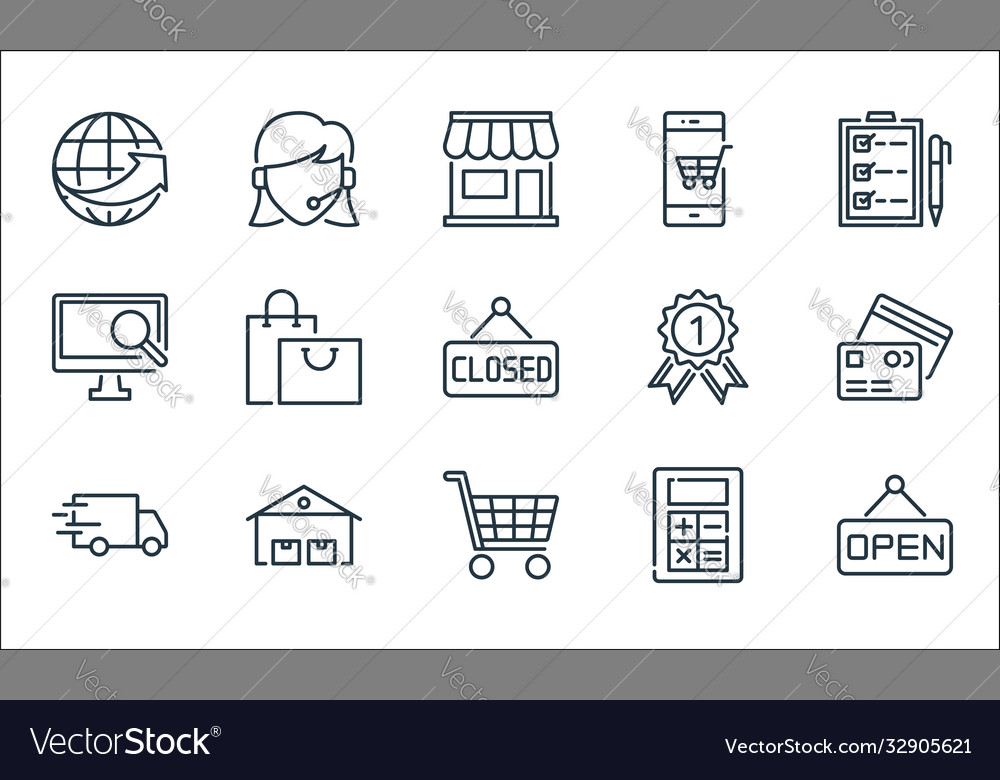 Ecommerce line icons linear set quality vector image Ecommerce line icons linear set quality
