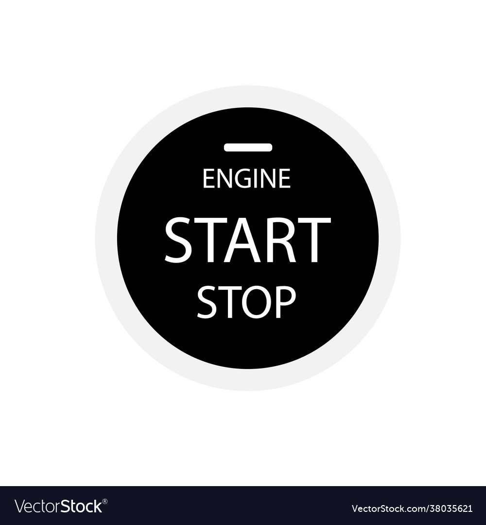 Engine start stop button on white background