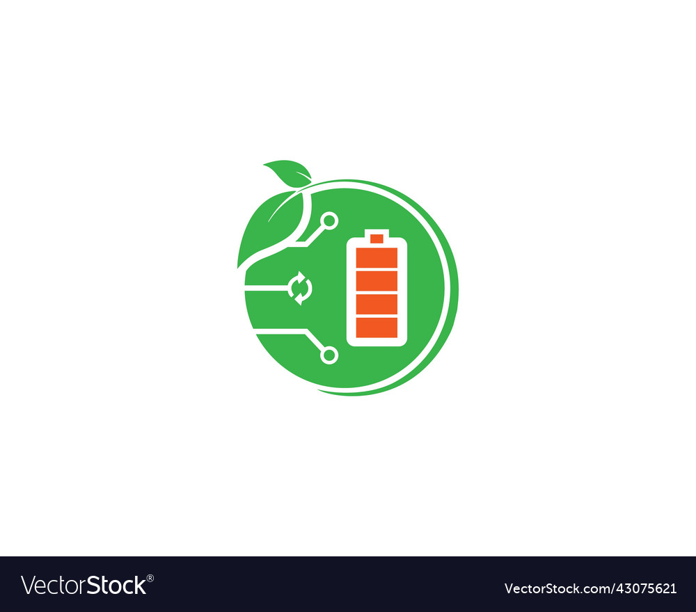 Green leaves battery energy logo