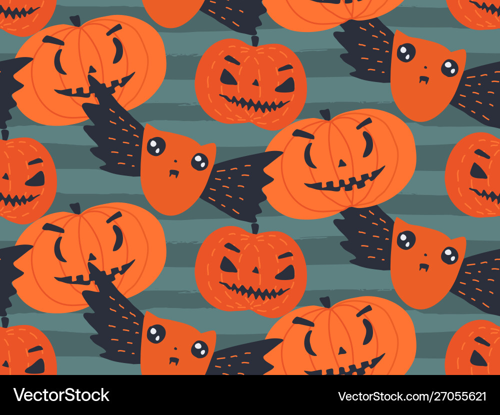 Halloween seamless pattern with cute Royalty Free Vector