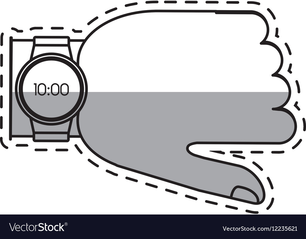 Hand with smart watch timer technology shadow