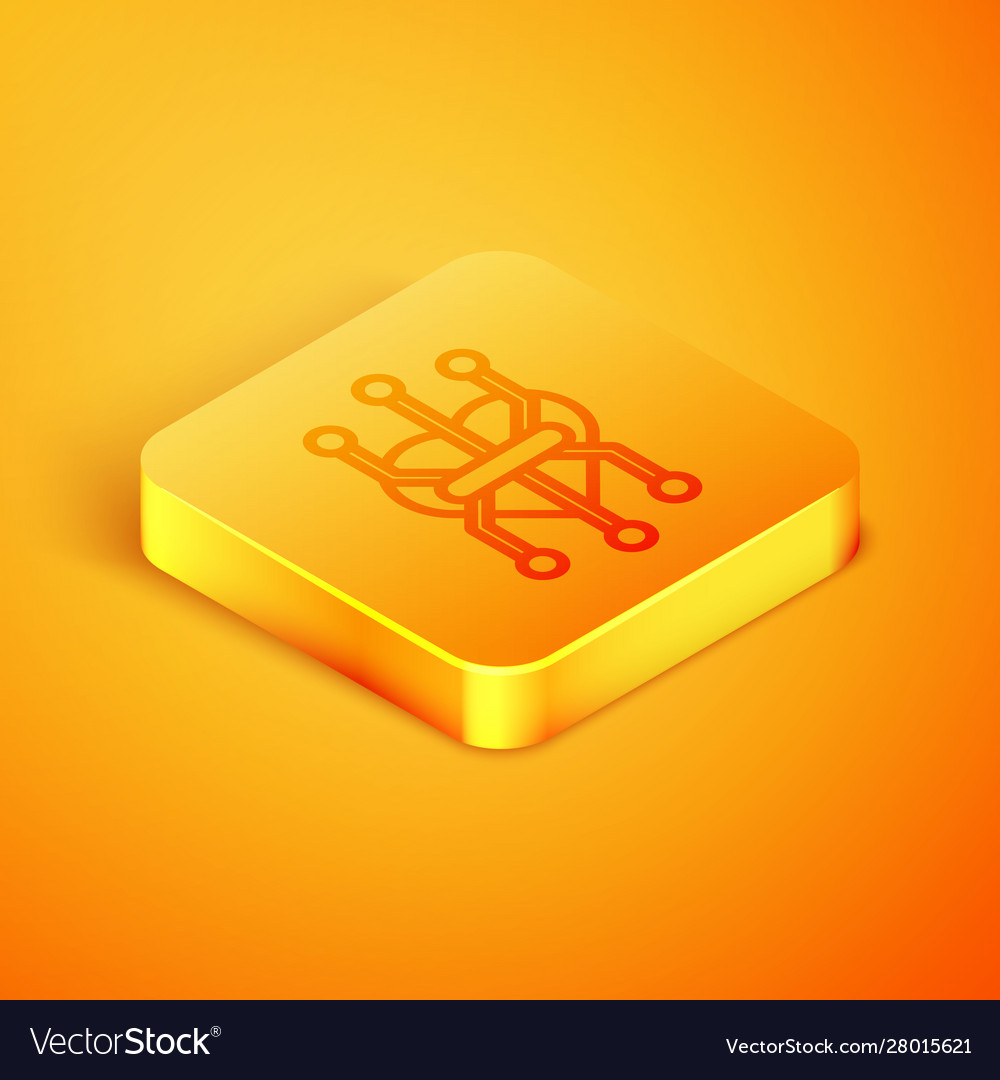 Isometric line processor icon isolated on orange vector image Isometric line processor icon isolated on orange