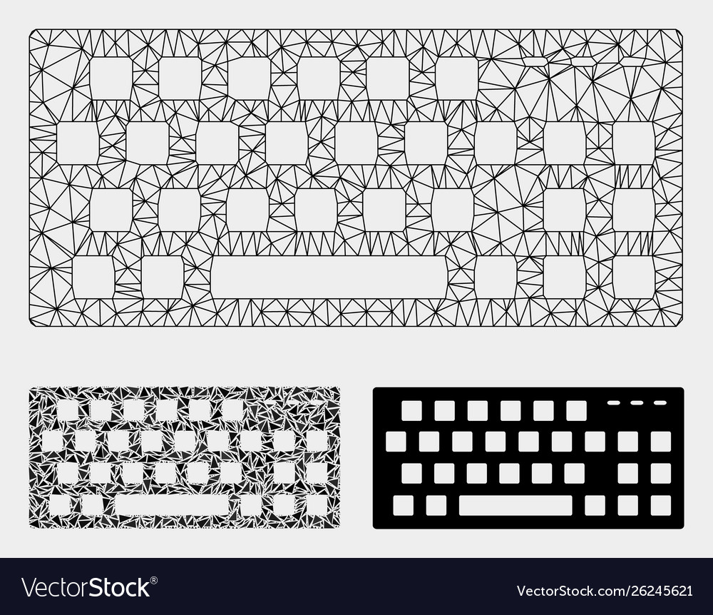 Keyboard mesh 2d model and triangle mosaic vector image Keyboard mesh 2d model and triangle mosaic