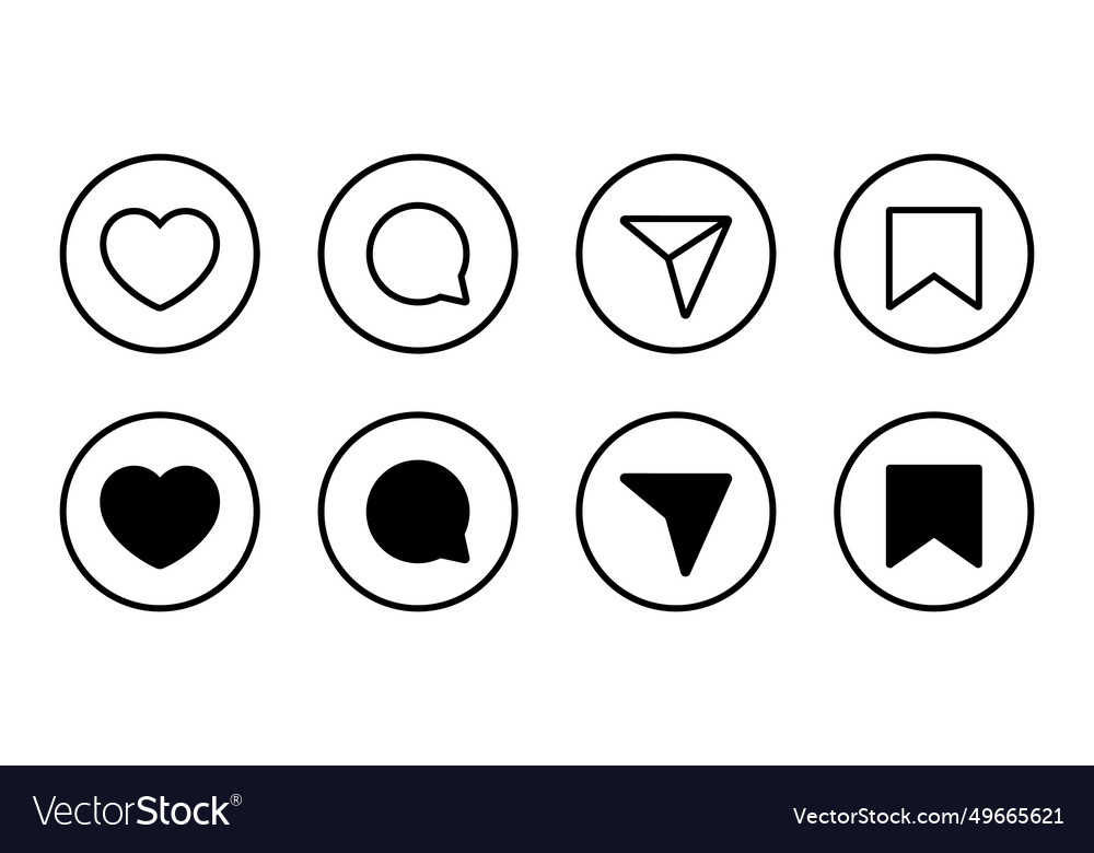 Like comment share and save icon Royalty Free Vector Image