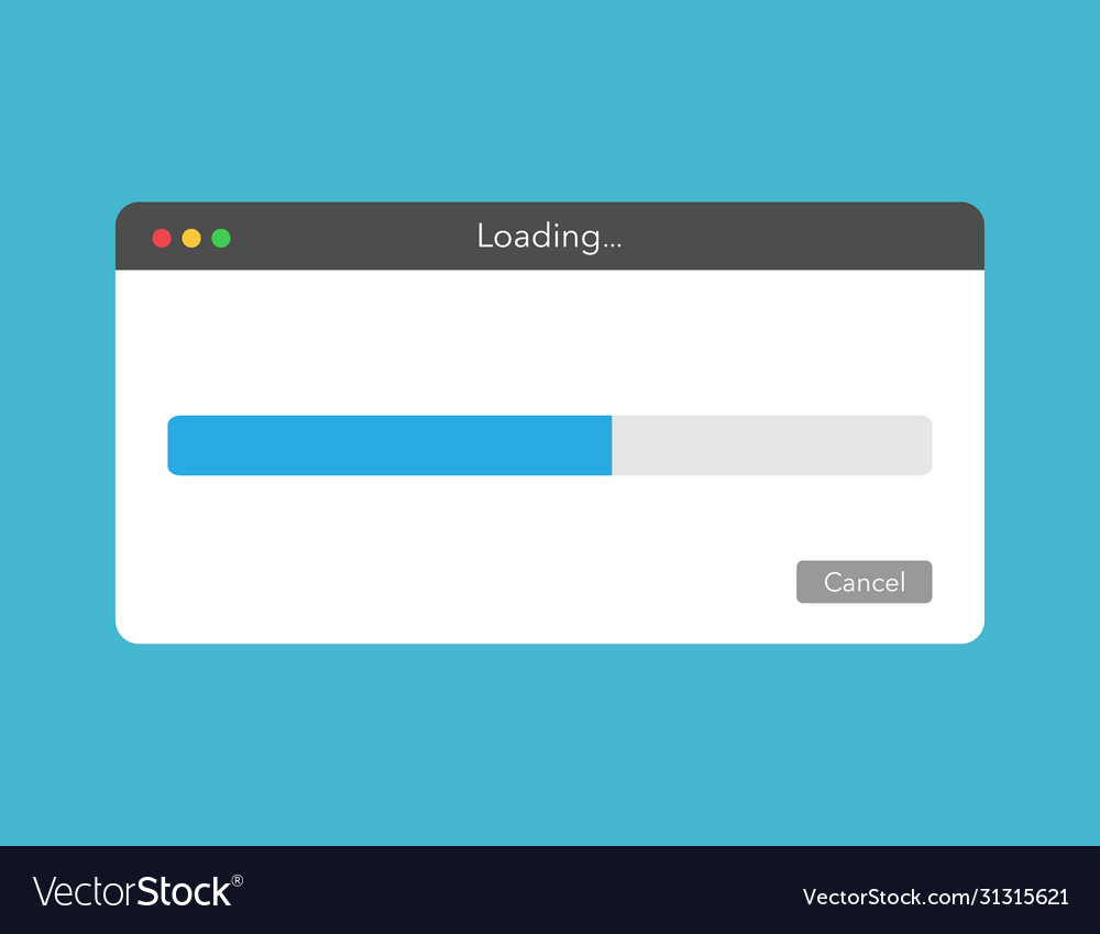 Loading window with progress bar template vector image Loading window with progress bar template