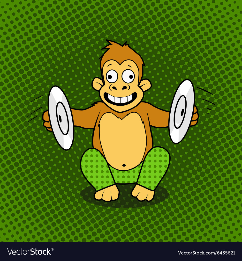 Monkey playing cymbals cartoon