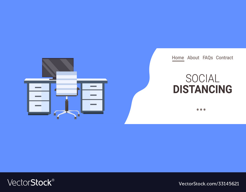 Office workplace desk social distancing Royalty Free Vector