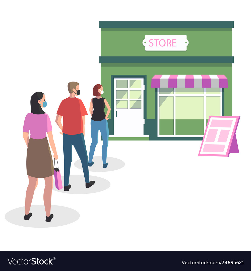 People standing in a store queue vector image People standing in a store queue
