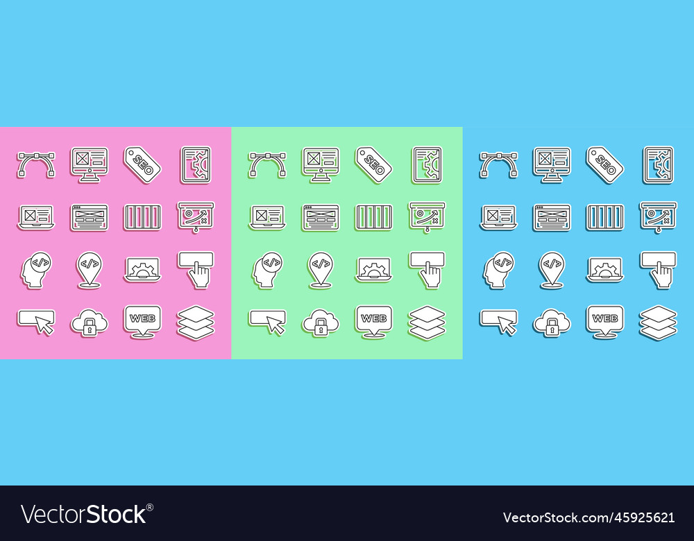 Set line layers keyboard planning strategy vector image Set line layers keyboard planning strategy