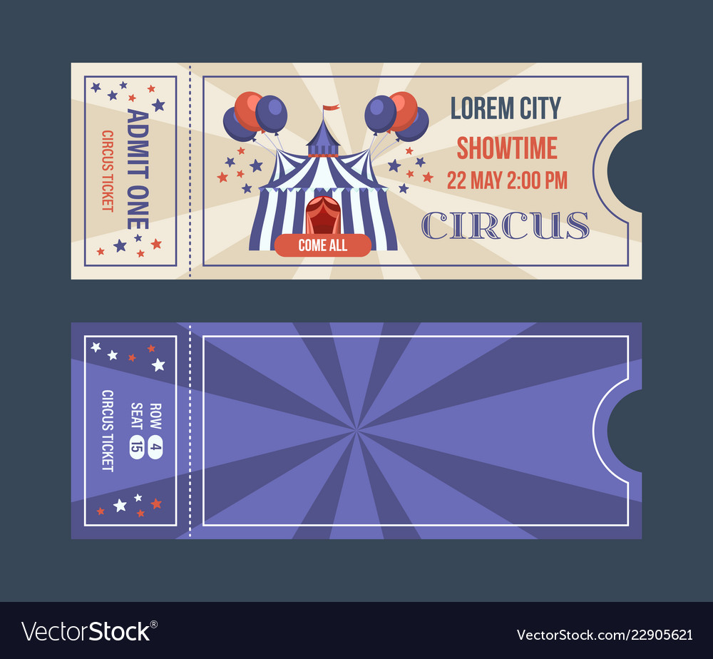 Set of tickets for circus performances events