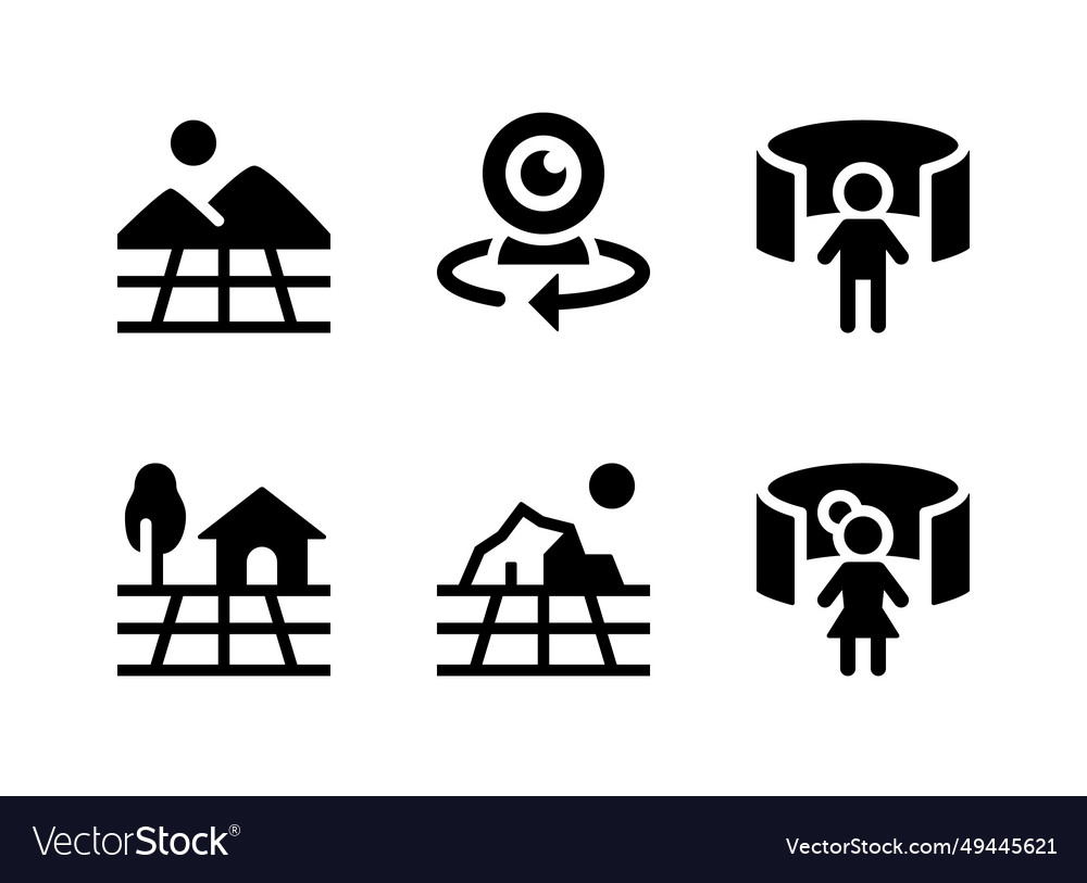 Simple set of virtual reality related line icons