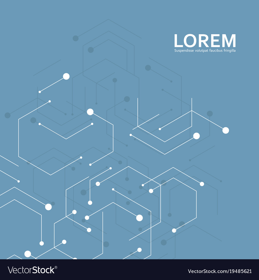 Technical background with hexagon line and dots