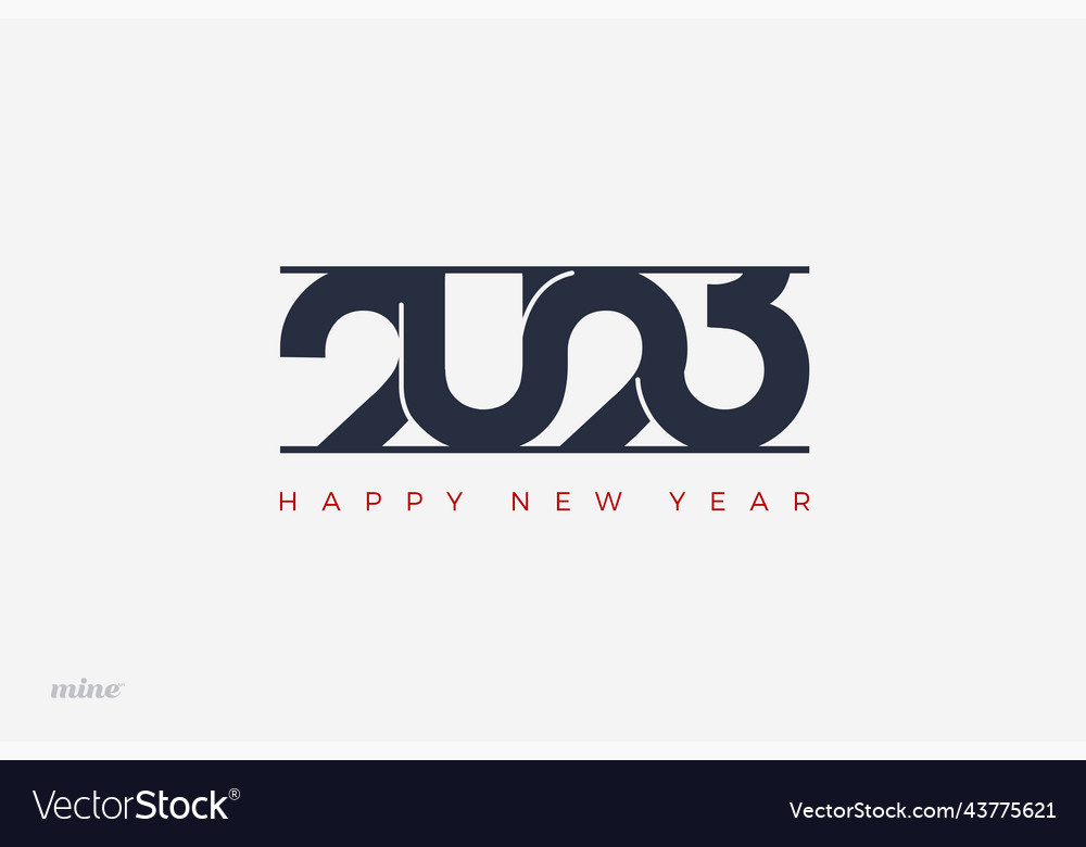 Unique number 2023 symbol with line cut Royalty Free Vector