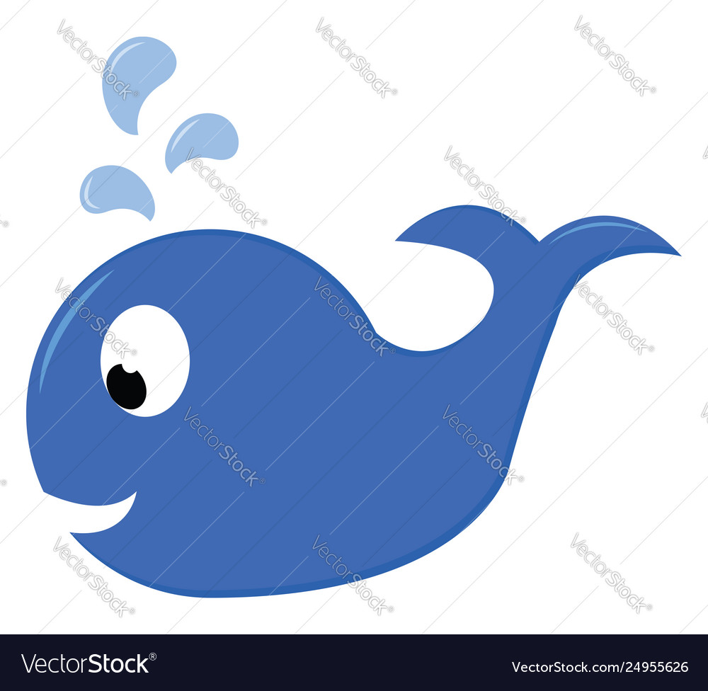 A blue bawhale swimming in water looks