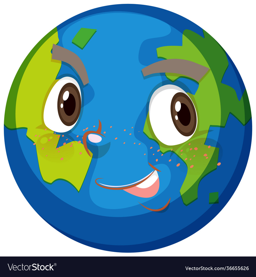 Earth cartoon character with happy face Royalty Free Vector