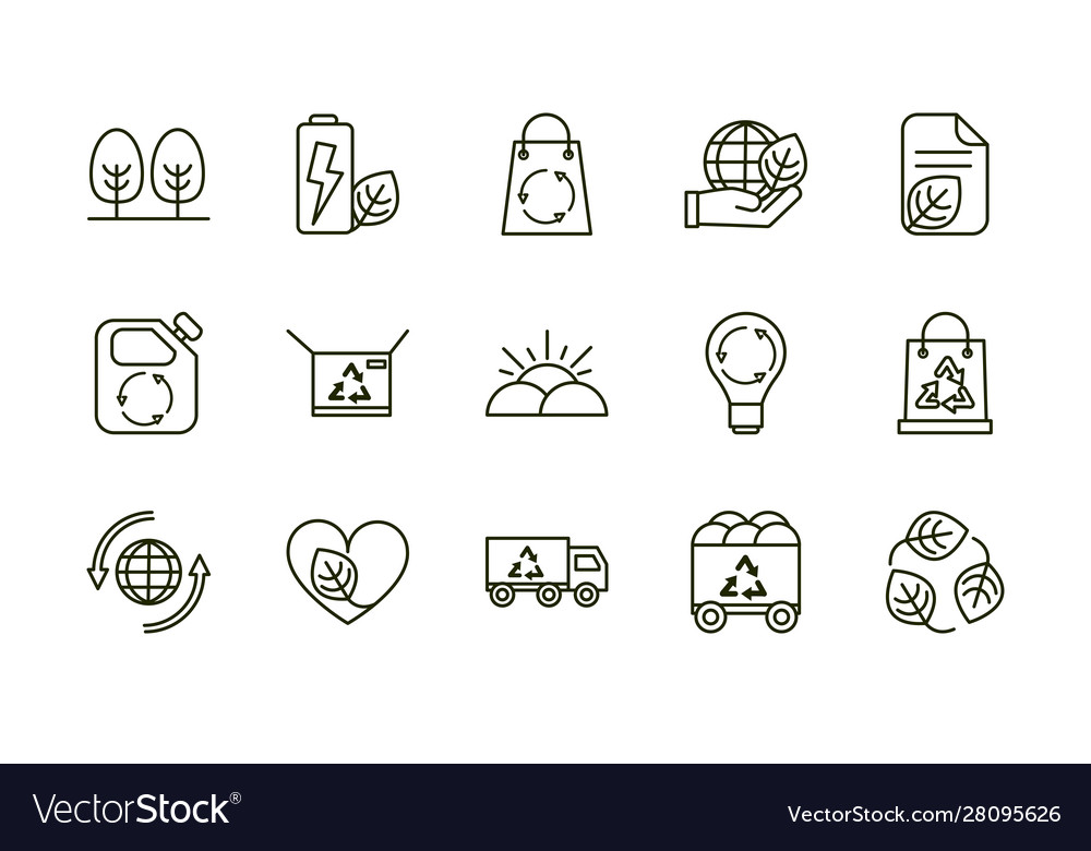 Environment ecology icons collection line Vector Image