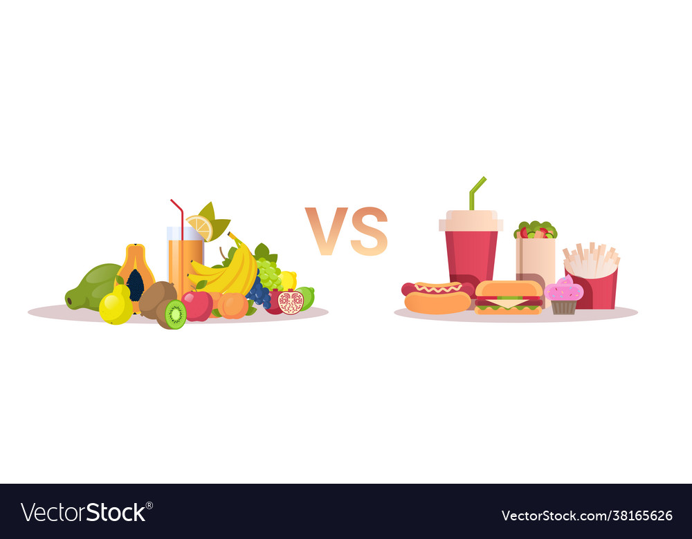 Food choice diet concept healthy fresh fruits vs Vector Image