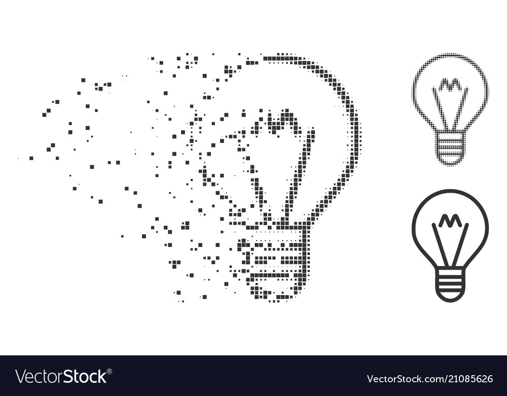 Fragmented pixel halftone hint lamp icon vector image Fragmented pixel halftone hint lamp icon