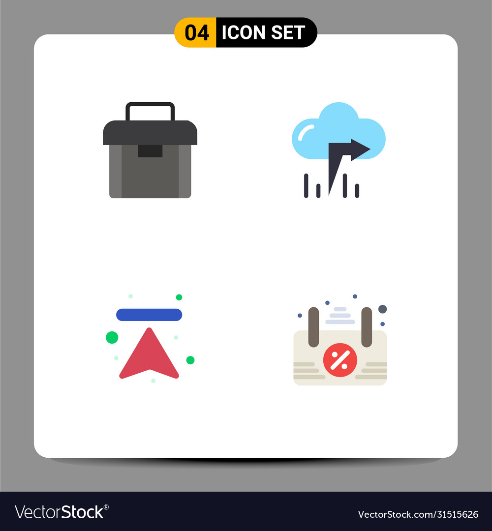 Gruppe 4 moderne flache Icons für Aktenkoffer