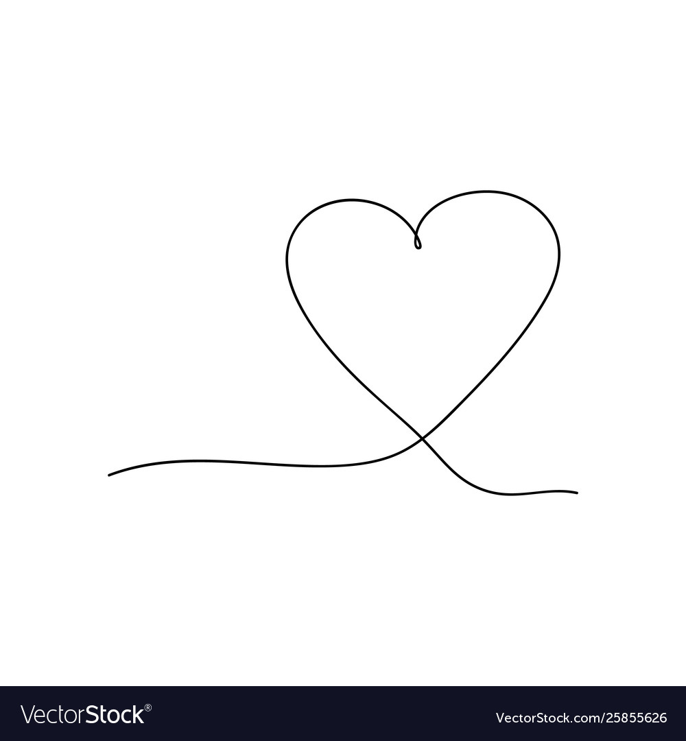 Heart drawing in continuous line for design