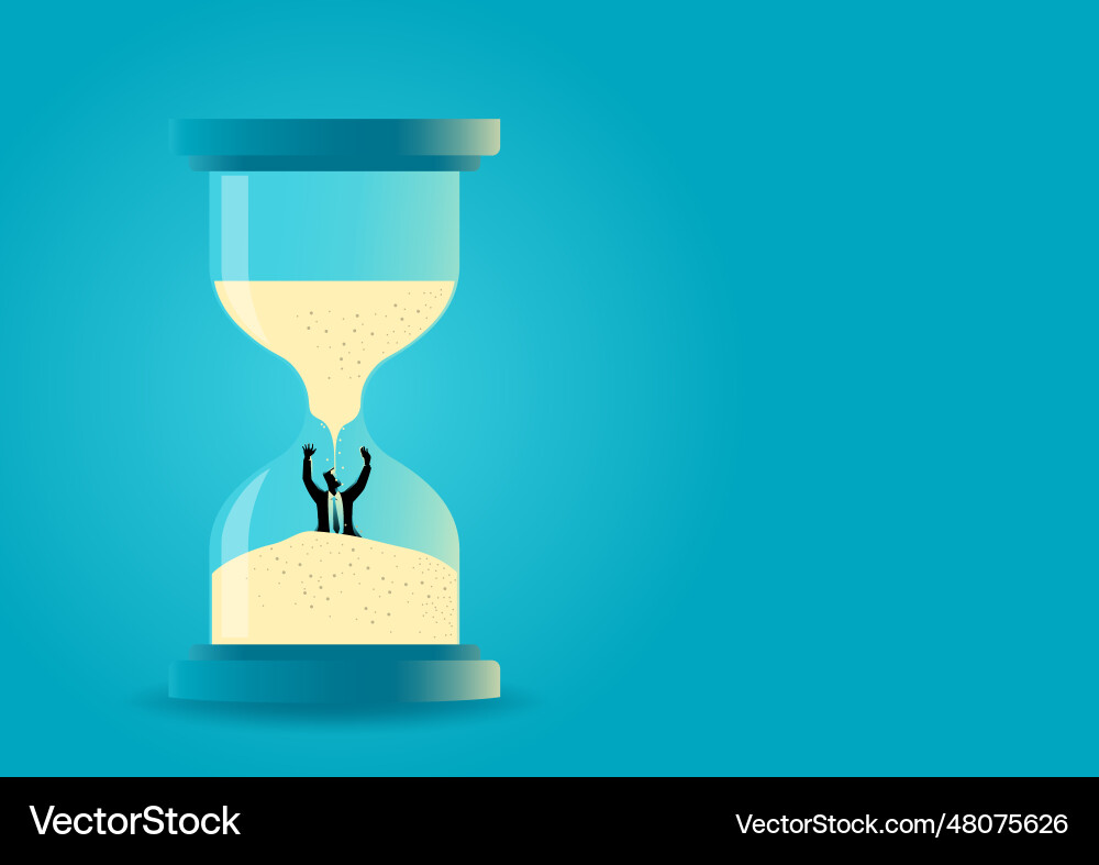 Hourglass with businessman drowning inside Vector Image