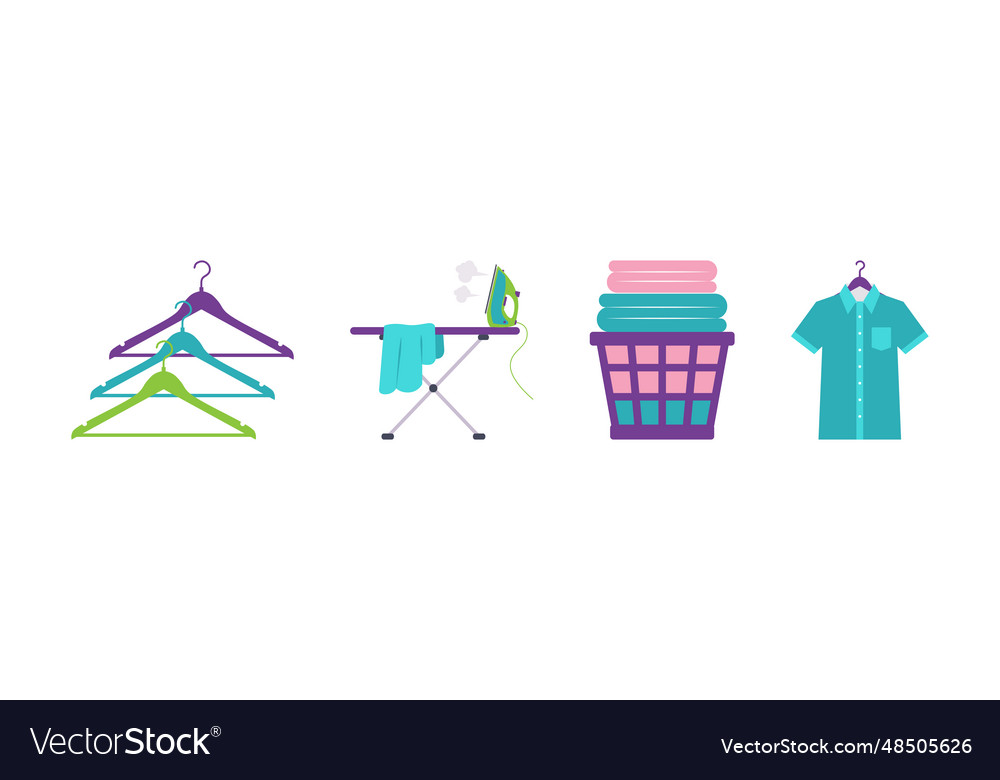 Laundry items and object as clothes washing Vector Image