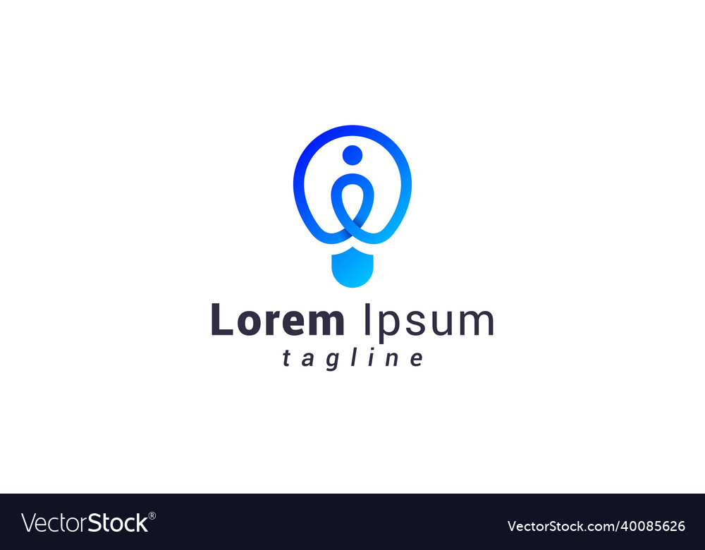 Letter i creative 3d blue technological idea bulb