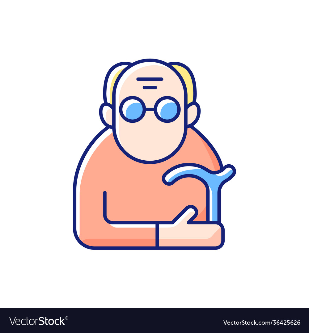 Male pensioner rgb color icon Royalty Free Vector Image