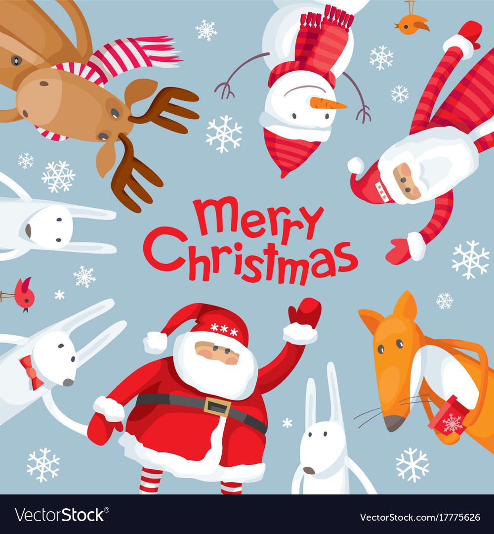 Merry christmas square composition Royalty Free Vector Image