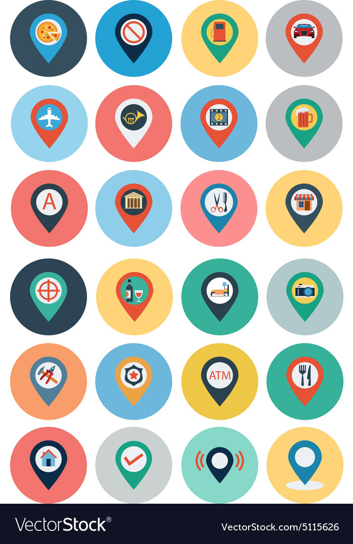 Navigation and Maps Flat Icons