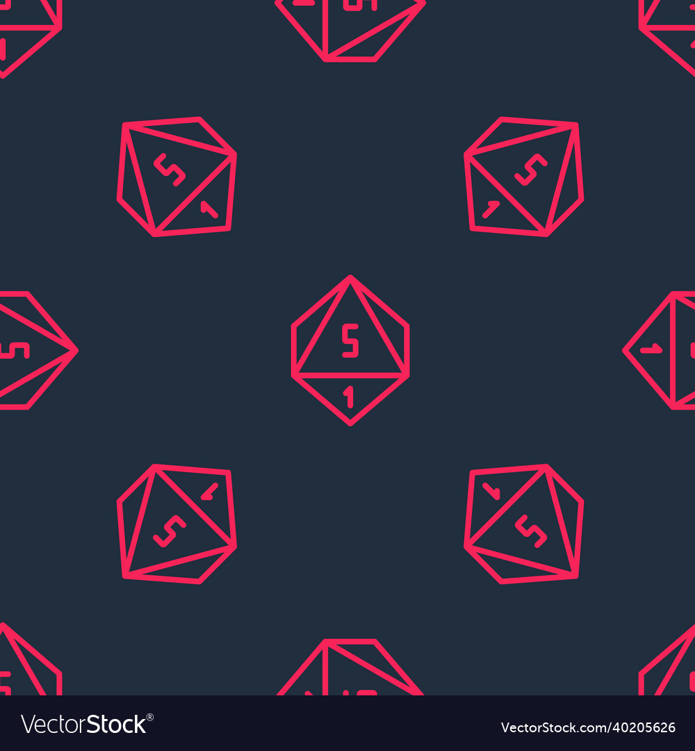 Red line game dice icon isolated seamless pattern