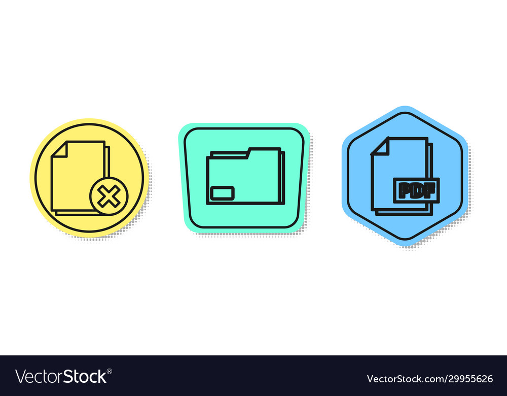 Set line delete file document folder vector image Set line delete file document folder
